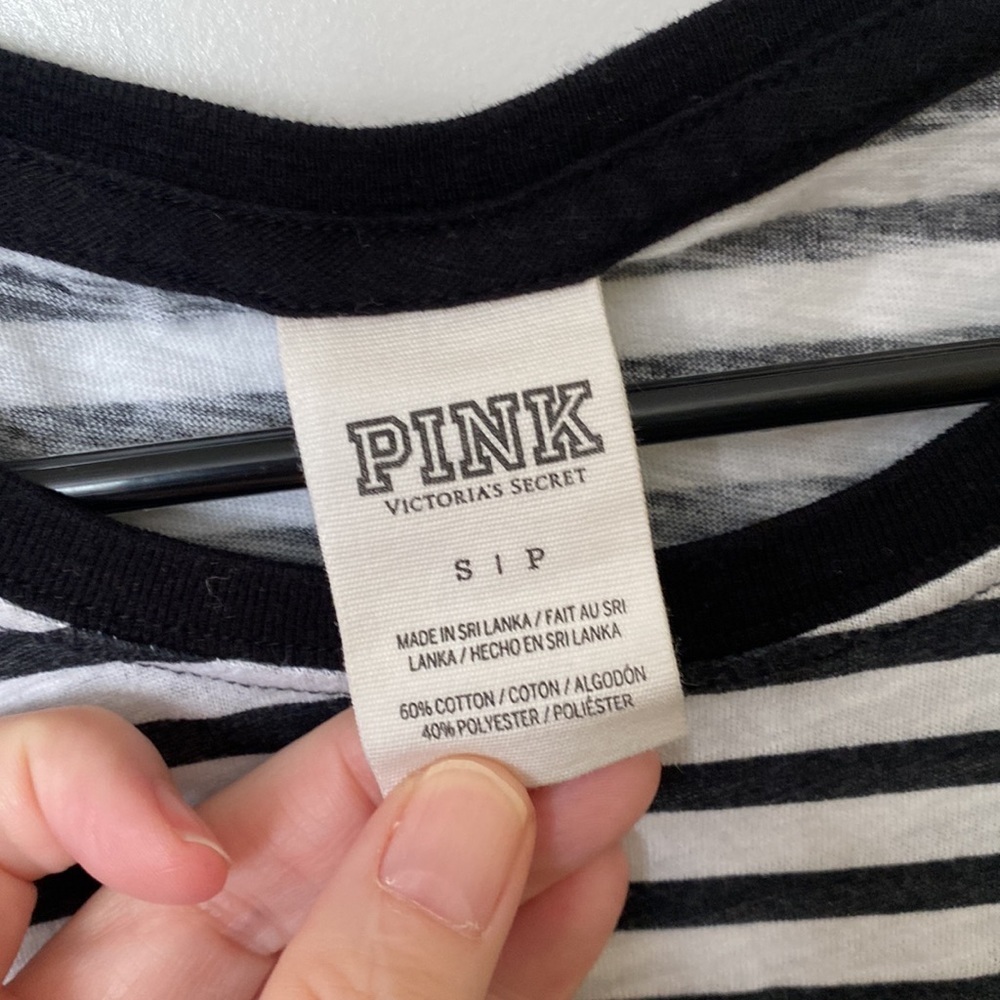 PINK black and white stripe t-shirt - Picture 4 of 5